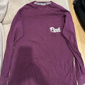 VS Pink Long Sleeve Maroon Top - Small